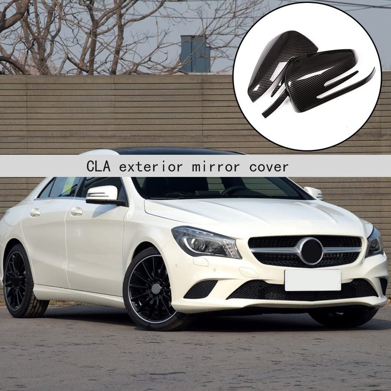 YUECHI For Mercedes Benz A CLA GLA GLK Class W176 W117 X156 X204 2014-2017 Carbon Fiber Side Rear View Mirror Cover Trim - Image 2